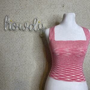 NWOT Lelis Pink and White Striped Cross Back Corset Style Tied Tank Top Size S